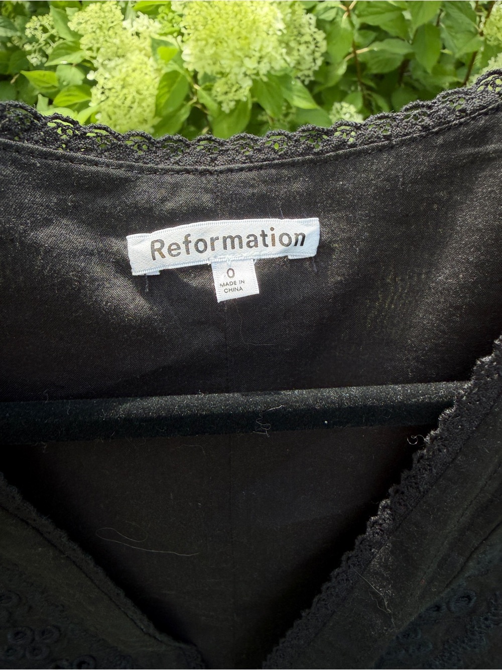 Reformation Black Embroidered V-Neck Peplum Blouse - Picture 3 of 4